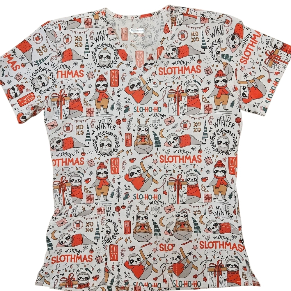Sloth Xmas Medium Scrub Top